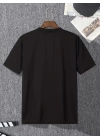 Baskılı Oversize Bisiklet Yaka T-shirt - Siyah