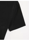 Baskılı Oversize Bisiklet Yaka T-shirt - Siyah