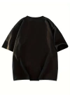 Baskılı Oversize Bisiklet Yaka T-shirt - Siyah