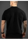 Baskılı Oversize Bisiklet Yaka T-shirt - Siyah