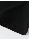 Baskılı Oversize Bisiklet Yaka T-shirt - Siyah