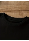 Baskılı Oversize Bisiklet Yaka T-shirt - Siyah