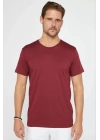 Erkek 24/1 Düz A Kalite Oversize T-shirt - Bordo