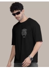 Erkek Baskılı Oversize T-shirt - Siyah