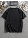 Erkek Dağ Grafikli Tişört, Yaz için Büyük Beden Rahat T-shirt - Siyah