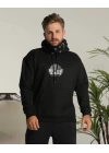 Erkek Sırt Baskılı Kapüşonlu Üç İplik Oversize Sweatshirt - Siyah