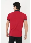 Erkek Yakalı Slim Fit Baskılı T-Shirt - Kırmızı