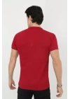 Erkek Yakalı Slim Fit Pike Çizgili T-Shirt - Kırmızı