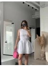 Fermuar detaylı Mini Elbise - Beyaz
