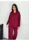 Gömlek Pantolon ikili Takım - Bordo