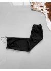 İki İplik Kumaş Baggy Alt Esofman - Siyah