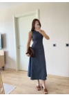 Jeans Kot Uzun Elbise - Lacivert