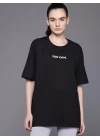 Kadın Baskılı Oversize T-shirt - Siyah