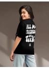 Kadın Baskılı Oversize T-shirt - Siyah