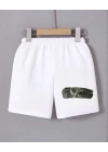 Kadın Beli Lastikli Baskılı Mini Şort - Beyaz