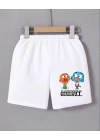 Kadın Beli Lastikli Baskılı Mini Şort - Beyaz