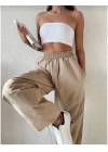 Kadın Cepli Paraşut Pantalon - Bej
