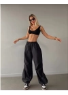 Kadın Cepli Paraşut Pantalon - Siyah