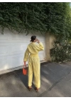 Kadın Uzun Kollu Yakalı Gömlek Pantalon Takım- Sarı