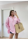 Kadın Yakalı Yandan Yırtmaçlı Gömlek - Pembe