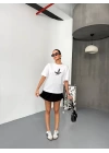 Kısa Kol Baskılı T-shirt - Beyaz
