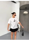 Kısa Kol Baskılı T-shirt - Beyaz