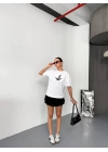 Kısa Kol Baskılı T-shirt - Beyaz