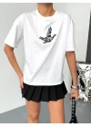 Kısa Kol Baskılı T-shirt - Beyaz