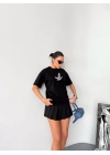 Kısa Kol Baskılı T-shirt - Siyah