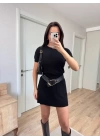 Kısa Kollu Bluz Mini Etekli ikili Takım Triko - Siyah