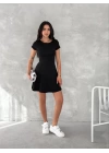 kısa kollu Mini Elbise - Siyah