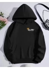 Kışlık Üç İplik Kapüşonlu SweatShirt - Siyah