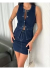 Kot Jeans Etekli ikili Takım - Lacivert