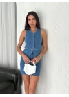 Kot Jeans Etekli ikili Takım - Mavi