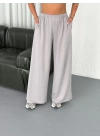 Osy Modal Yumuşak Dokulu Kumaş Bisiklet Yaka T-shirt  Bol paça Pantalon ikili Takım - Boyalı Gri