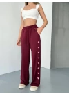 Osy Modal Yumuşak Dokulu Kumaş Nakış işlemeli Rahat Bol Paça Eşofman Pantalon - Bordo