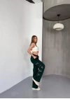 Osy Modal Yumuşak Dokulu Kumaş Nakış işlemeli Rahat Bol Paça Eşofman Pantalon - Haki