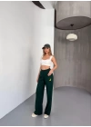 Osy Modal Yumuşak Dokulu Kumaş Nakış işlemeli Rahat Bol Paça Eşofman Pantalon - Haki