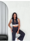 Osy Modal Yumuşak Dokulu Kumaş Tam Fermuarlı Crop Pantalon İkili Takım - Antrasit