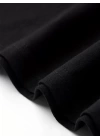 Rahat Bisiklet Yaka Tişört, Yaratıcı Karikatür Baskı - Yumuşak Polyester, Her Mevsim Giyilebilir- Siyah