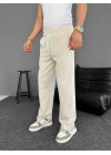 Su Yolu Çizgili Cepli Pantalon - Bej