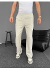 Su Yolu Çizgili Cepli Pantalon - Bej
