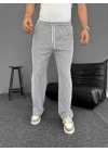 Su Yolu Çizgili Cepli Pantalon - Gri