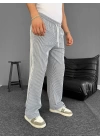 Su Yolu Çizgili Cepli Pantalon - Gri