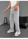 Su Yolu Çizgili Cepli Pantalon - Gri