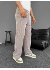 Su Yolu Çizgili Cepli Pantalon - Kahverengi