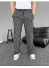 Su Yolu Çizgili Cepli Pantalon - Siyah
