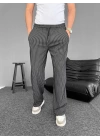 Su Yolu Çizgili Cepli Pantalon - Siyah