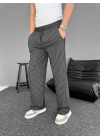 Su Yolu Çizgili Cepli Pantalon - Siyah