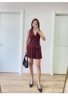 Takım Görünümlu Yelekli Mini Elbise- Bordo